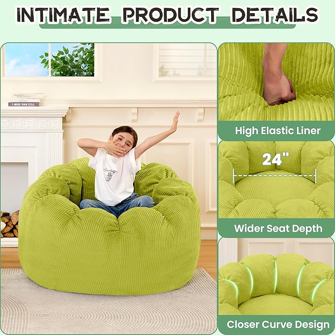 HABUTWAY Giant Bean Bag Chair for Adults/Kids/Teens, Pumpkin Bean Bag Couch - Image 5