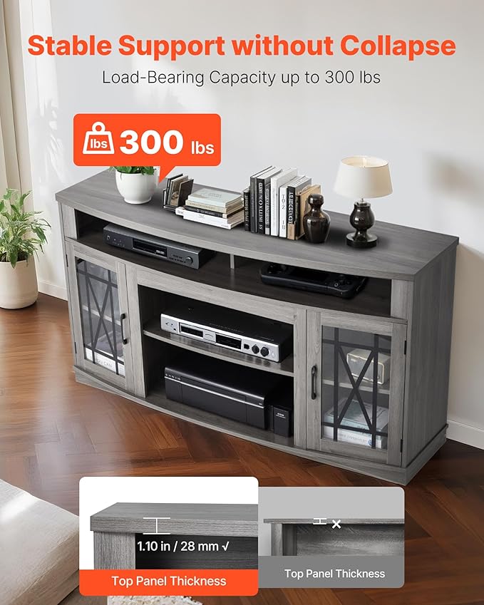 VEVOR TV Stand for TVs up to 65 inch, Farmhouse Entertainment Center - Image 5