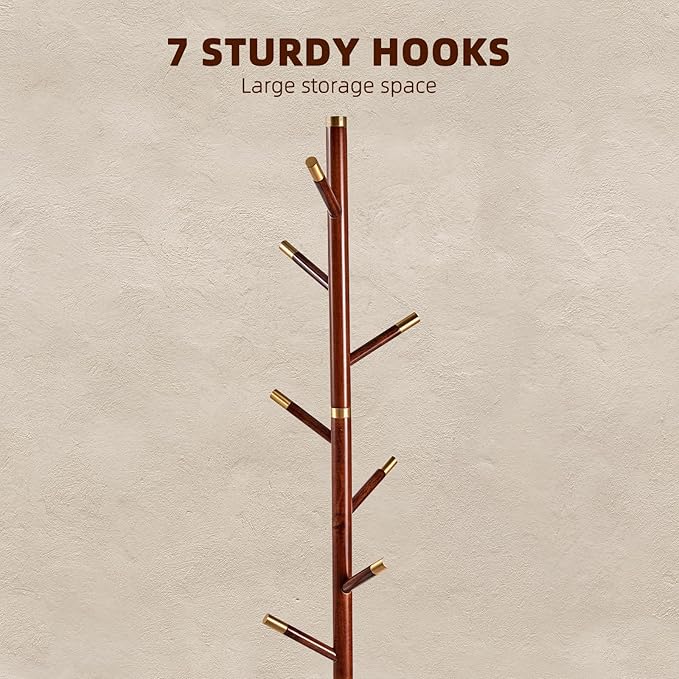 Uniclinens Coat Rack Freestanding Solid Wood Coat Tree Standing - Image 5