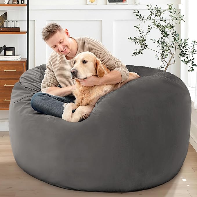 HABUTWAY Bean Bag Chair: Giant 4' Memory Foam Furniture Bean Bag Chairs - Image 2