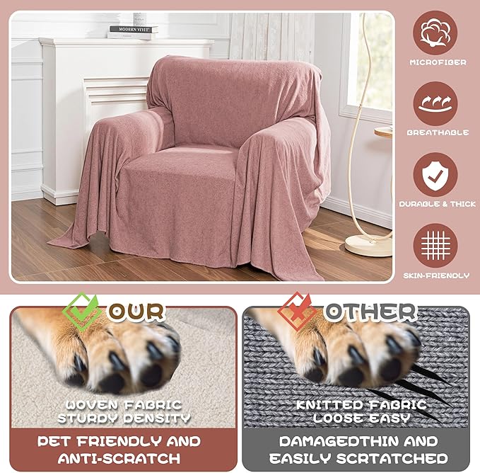 MYSKY HOME Pink Sofa Cover, Couch Covers - Image 2