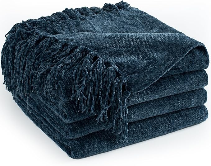 Chenille Throw Blanket for Couch 60"X 80" Twin, Soft Cozy Throws by LONGCREATE