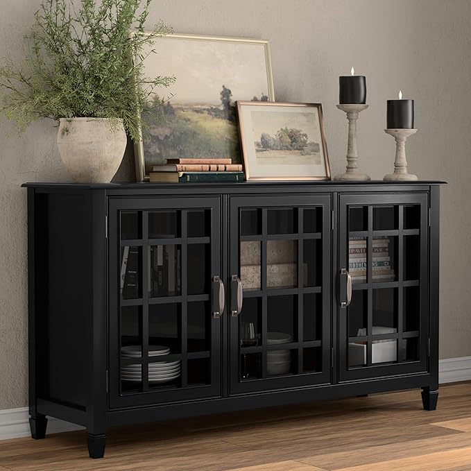 SIMPLIHOME Connaught Solid Wood 60 inch Wide Traditional Wide Storage Cabinet - Image 2