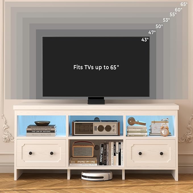 IRONCK TV Stand for 65 Inch TV, Power Outlets and Open Shelf, Media Console TV - Image 3
