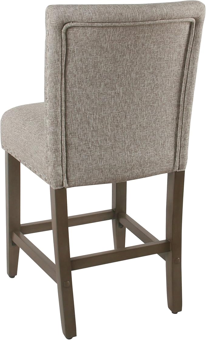 Homepop Home Decor | Backless Nailhead Trim Counter Height Bar Stools | 24 Inch - Image 7