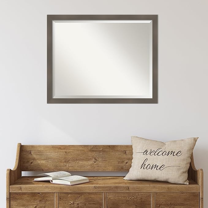 Amanti Art Grey Wall Mirror 25x31 Edwin Clay Grey Rectangle Bathroom Mirror - Image 5