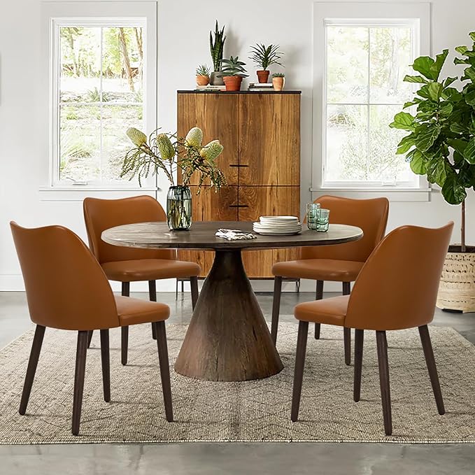 COLAMY Upholstered Dining Chairs Set of 4, Modern PU Leather Dining Room by COLAMYINC