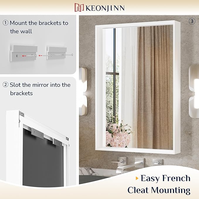 Keonjinn White Bathroom Mirrors - Image 4