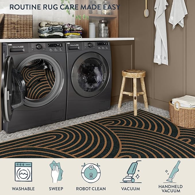 Lahome Modern Rainbow Easy Jute Patio Rug, 3x5 Washable Rugs - Image 4