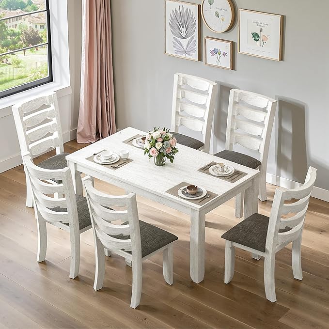 7-Piece Solid Wood Dining Table Set - Image 8