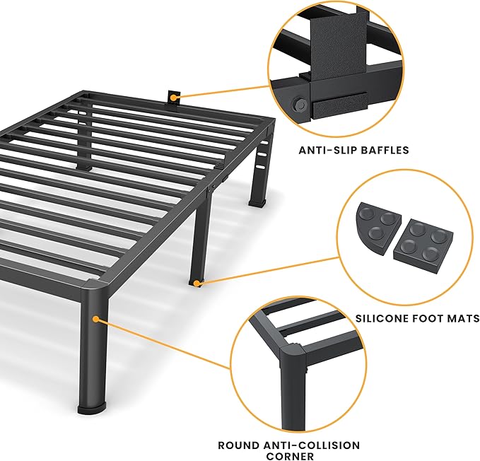 16 Inch Twin Size Metal Platform Bed Frame - Image 4