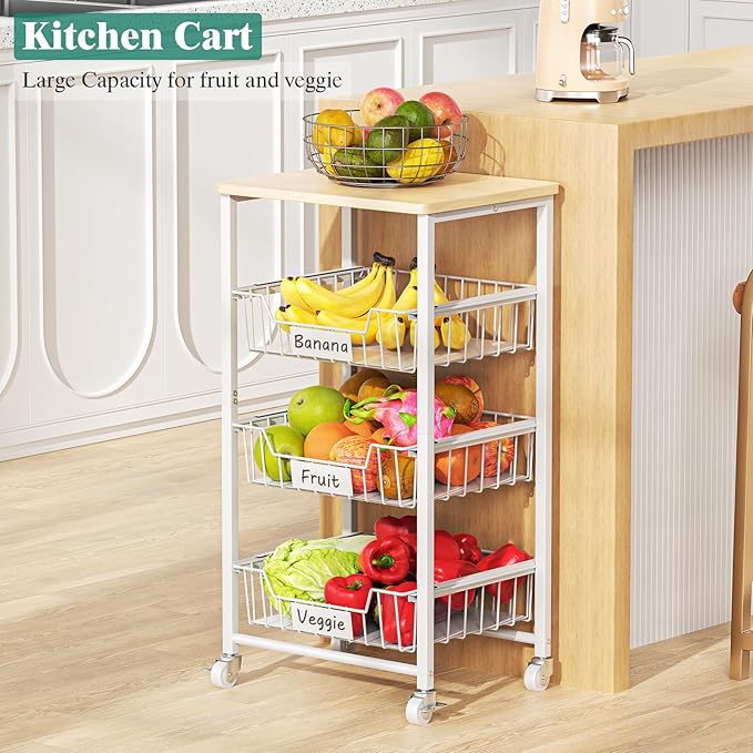 Fruit Vegetable Basket for Kitchen Pantry Storage Organizer, 4-Tier Metal - Image 2