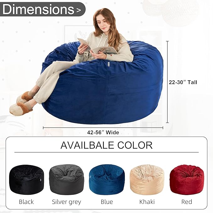 HABUTWAY Bean Bag Chair: Giant 4' Memory Foam Furniture Bean Bag Chairs - Image 3