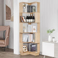 Wooden Corner Bookcase, 5 Tiers Corner Bookshelf 68.9" L-Shaped Storage Display by GOOFCXO