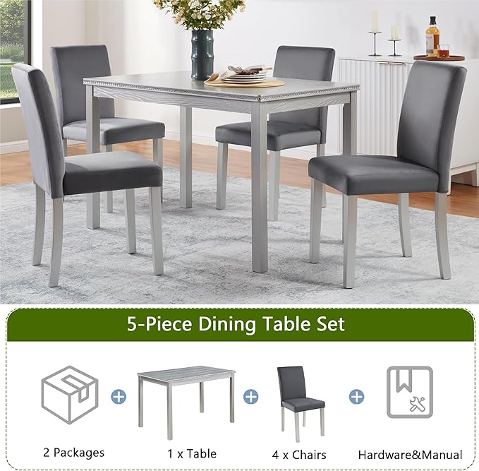 KEIKI 5-Piece Standard Height Dining Table Set - Image 5