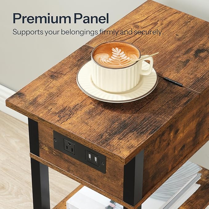 HOOBRO End Table with Charging Station, Flip Top Side Table with USB Ports - Image 6