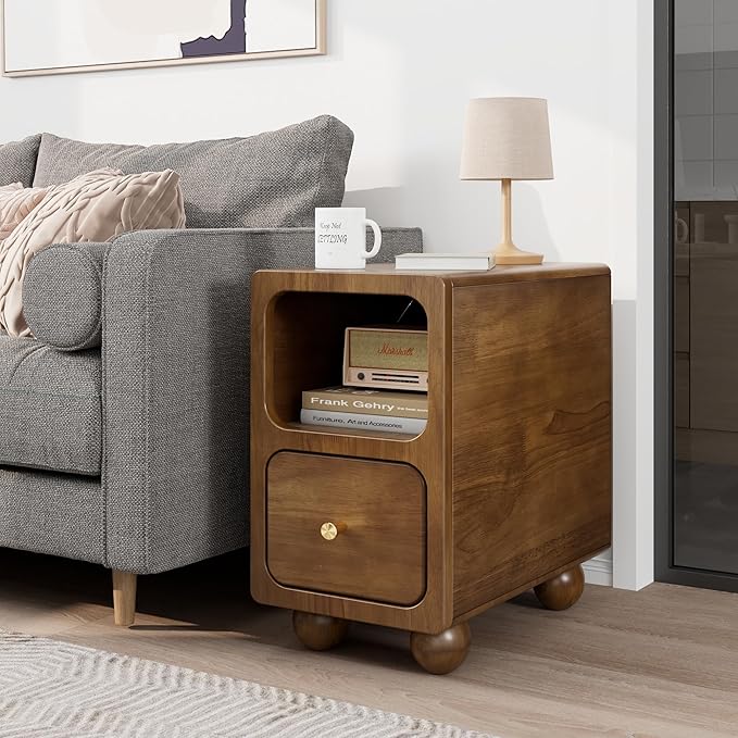 Solid Wood Nightstand, Narrow Night Stand - Image 8