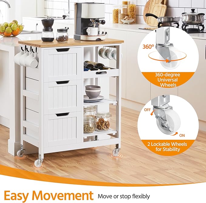 Yaheetech Kitchen Island Cart on Wheels - Image 7