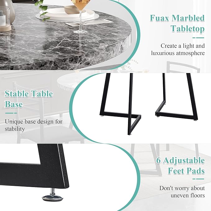 VECELO Small Round Dining Table Set - Image 4