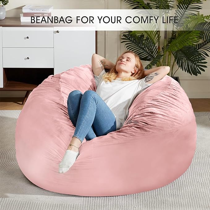 HABUTWAY Bean Bag Chair: Giant 5' Memory Foam Furniture Bean Bag Chairs - Image 6