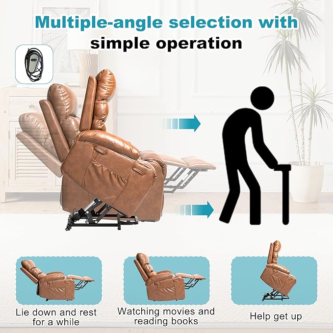 Recliner Chair Power Lift Massage Chair Full Body 21" Large Size Electric - Image 6