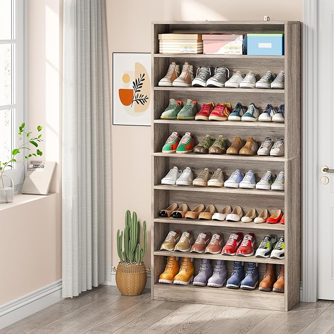 Tribesigns Tall Shoe Cabinet, 9 Tiers 40-45 Pairs Heavy Duty Wood Freestanding by Tribesigns