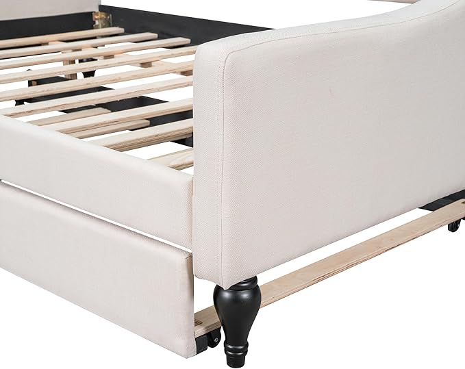 Full Size Linen Upholstered Tufted Daybed - Image 6