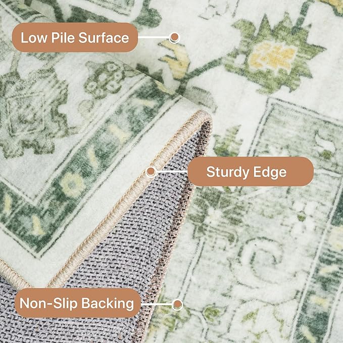 GENIMO 3x5 Area Rugs for Living Room, Machine Washable Non Slip Vintage Rugs - Image 7
