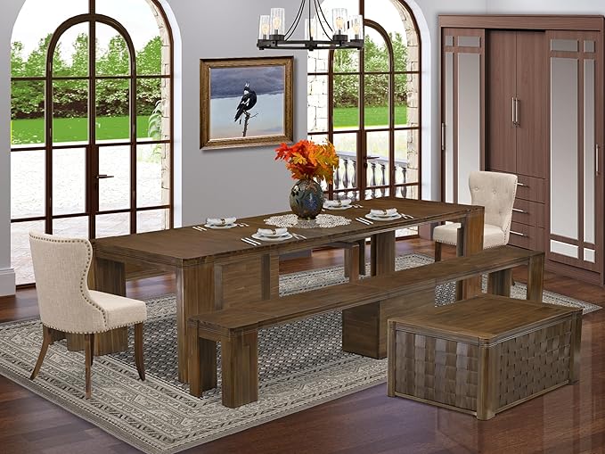 X02SI-2C8-04 - 6 pc Modern Dining Set contains an Extendable Rectangle Kitchen by LuxebyEastWestFurniture
