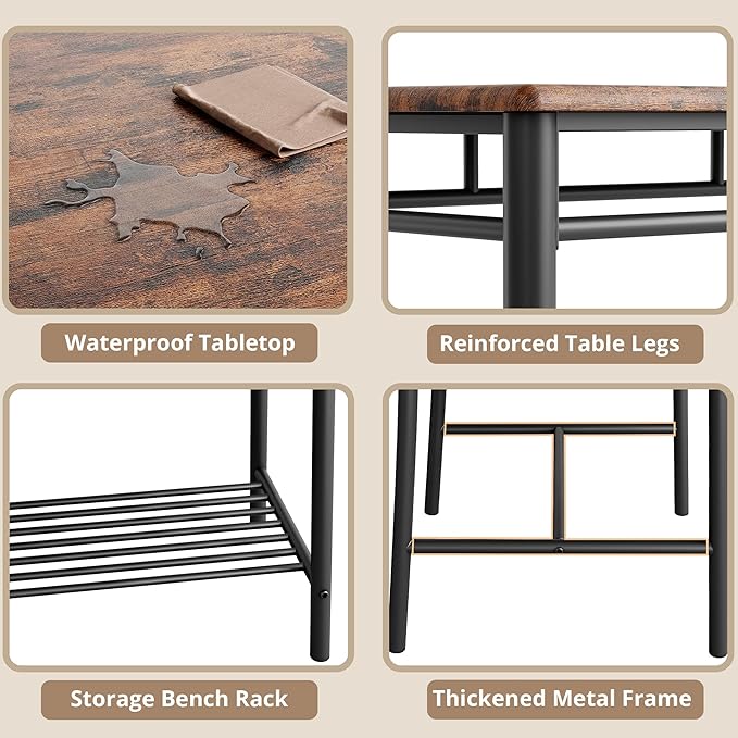 IRONCK Dining Table Set for 4, Kitchen Table - Image 7