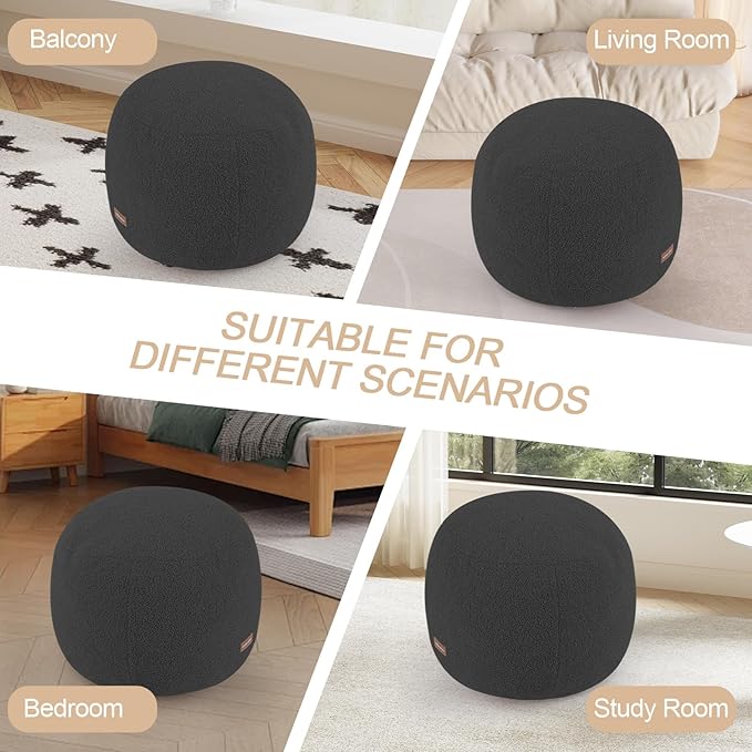 MeMoreCool Stuffed Round Pouf Ottoman Foot Rest, Floor Pouf Foot Stool - Image 6