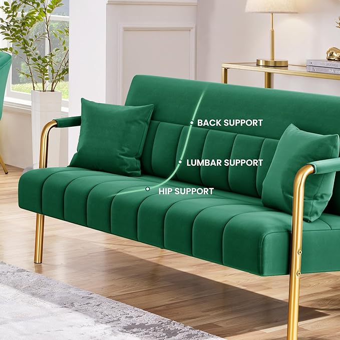 Yaheetech 56.5" W Modern Sofa Small Sofa Luxurious Velvet Fabric Couch - Image 7