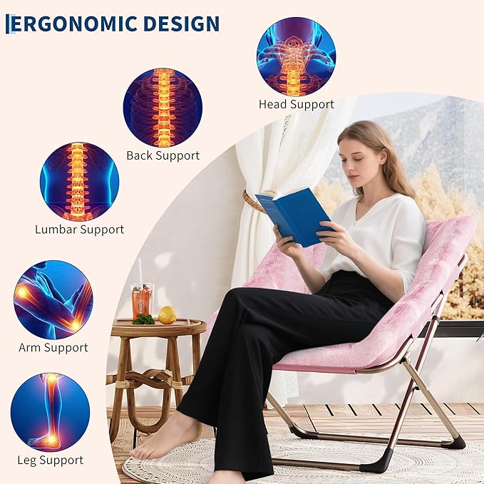 Comfy Chair for Adults, Foldable Living Room Chairs, Soft Faux Fur Folding - Image 5