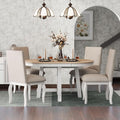Merax 5-Piece Farmhouse Dining Furniture Set, Wooden Round Extendable Table by Merax