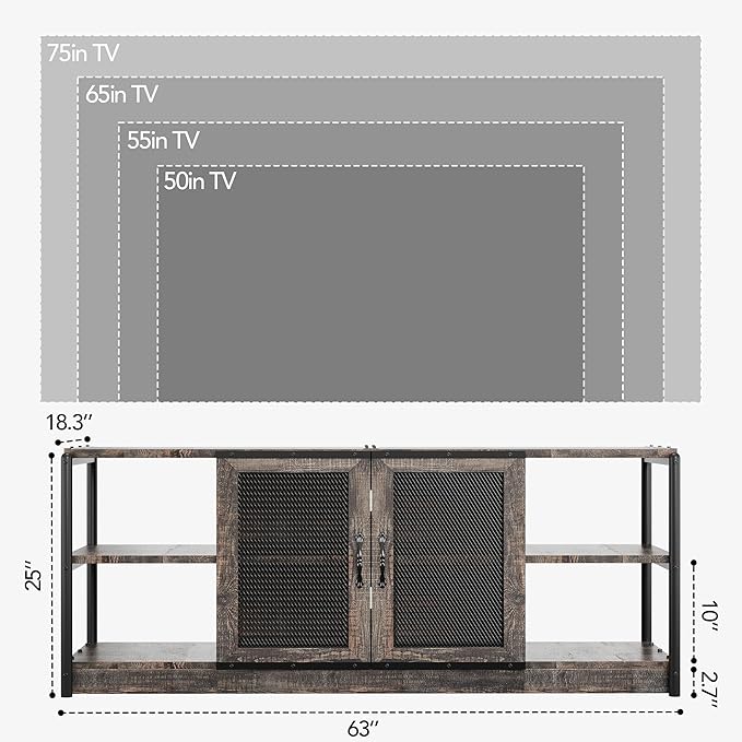 GarveeHome Farmhouse TV Stand for 65/75 inch TV, Entertainment Center - Image 7