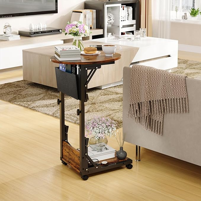 Folding C Shaped End Table, Small Side Table by HAVENLYYOUTH