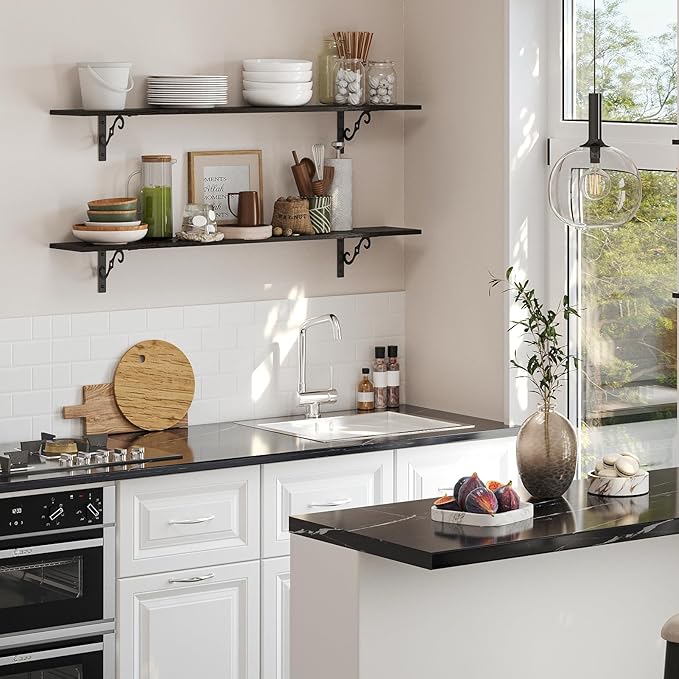 DINZI LVJ Long Wall Shelves, 39.4 Inch Large Floating Shelves Set of 2 - Image 2