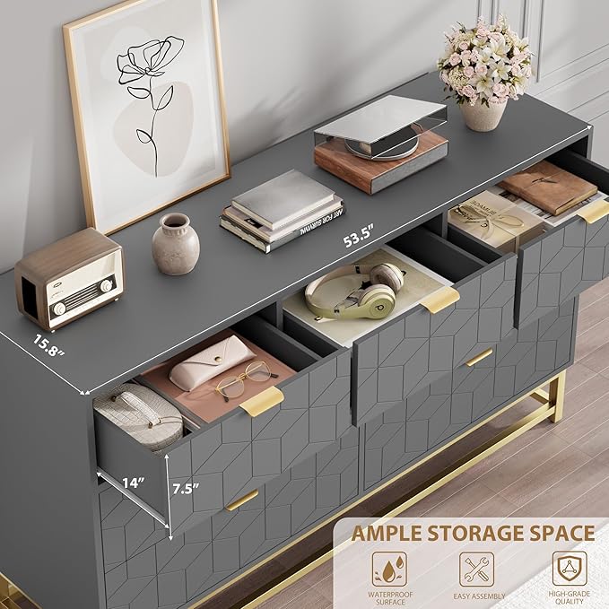 Dresser for Bedroom, 53.5" Wide Dresser Organizer, 7 Drawer - Image 4