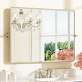 Keonjinn 40 x 30 Inch Large Pivot Mirror, Brushed Nickel Pivot Mirror Bathroom by Keonjinn