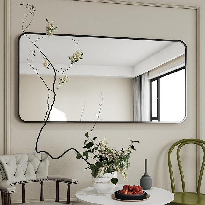Black Vanity Mirror, 30x55 Black Bathroom Mirror, Large Bathroom Mirror - Image 4