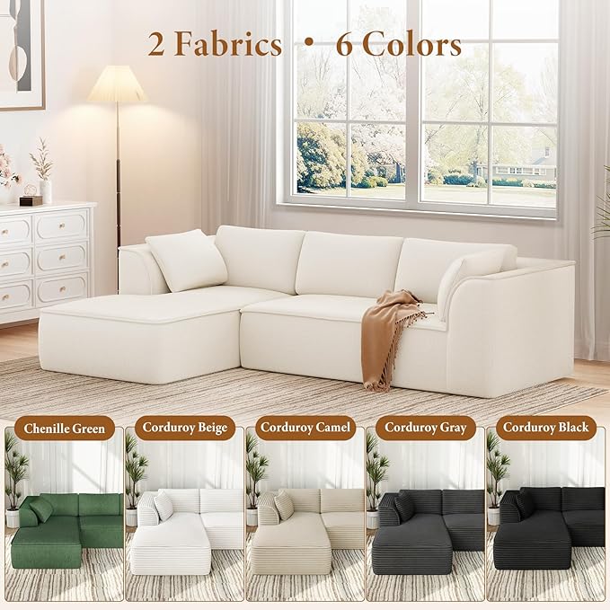 Vesgantti 106" Cloud Couch Sectional Modular Sofa, Deep Seat Comfy Cloud Couch - Image 6