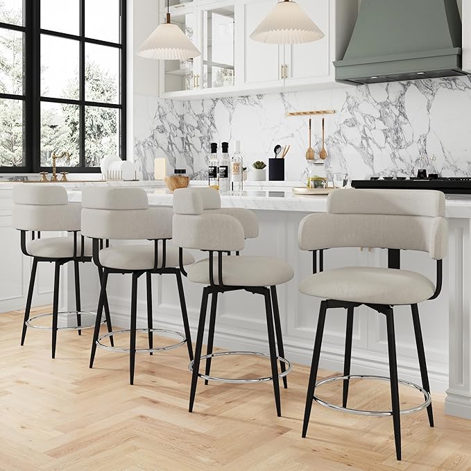 Swivel Bar Stools Set of 2, Counter Height Bar Stools - Image 3