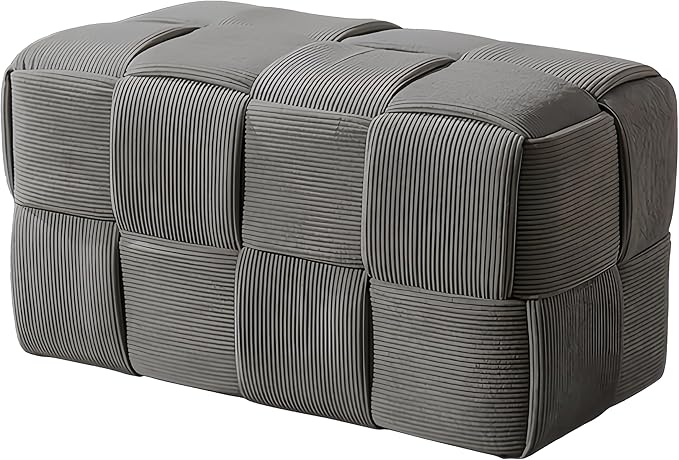 Ottoman Foot Rest Soft and Comfortable Ottoman Square Corduroy Woven Design by Cmishe