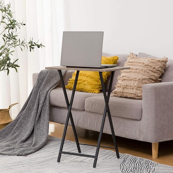 HOOBRO Folding TV Tray Tables, Industrial Side Table - Image 2