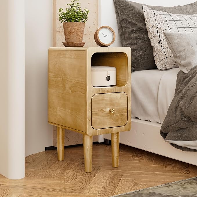 Narrow Nightstand, Solid Wood Night Stand - Image 4
