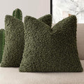 Foindtower 2 Pieces 20x20 Inch Olive Green, Faux Fur Throw Pillow Cover Accent by Foindtower