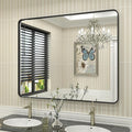 40x32 Black Bathroom Mirror, Matte Framed Bathroom Vanity Mirror by CHARMOR