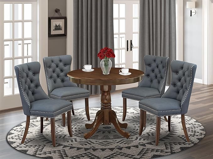East West Furniture ANDA5-AWA-13 5 Piece Kitchen Table & Chairs Set Contains a - Image 2
