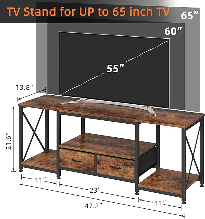 TV Stand with Fabric Drawer for 50 55 Inches TV - Image 5
