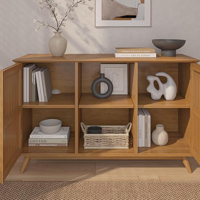 Plank+Beam Mid-Century Modern Wood TV Stand, Solid Wood Entertainment Console - Image 6